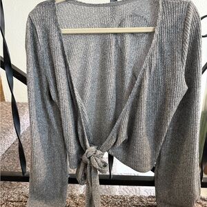 Hollister Heathered Gray Wrap Blouse